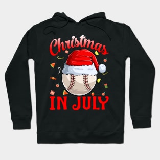 Christmas In July Baseball Santa Hat Summer Hoodie